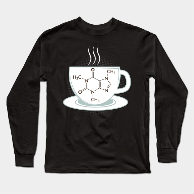 Chemistry Caffeine Molecule Long Sleeve T-Shirt by Shiva121